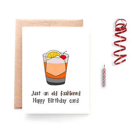 Yellow Daisy Paper Co. - Wholesale Birthday Card - Old Fashioned Happy Birthday Card, Punny1