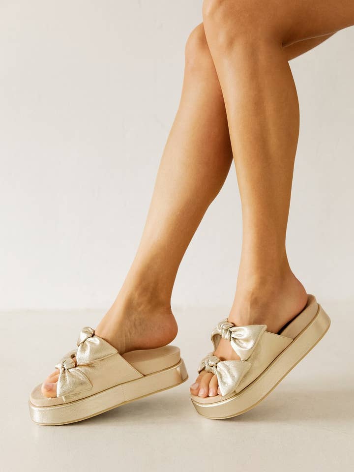 Schleifenknoten Doppelband Plateau-Slide-Sandale für den Großhandel von Miami Shop