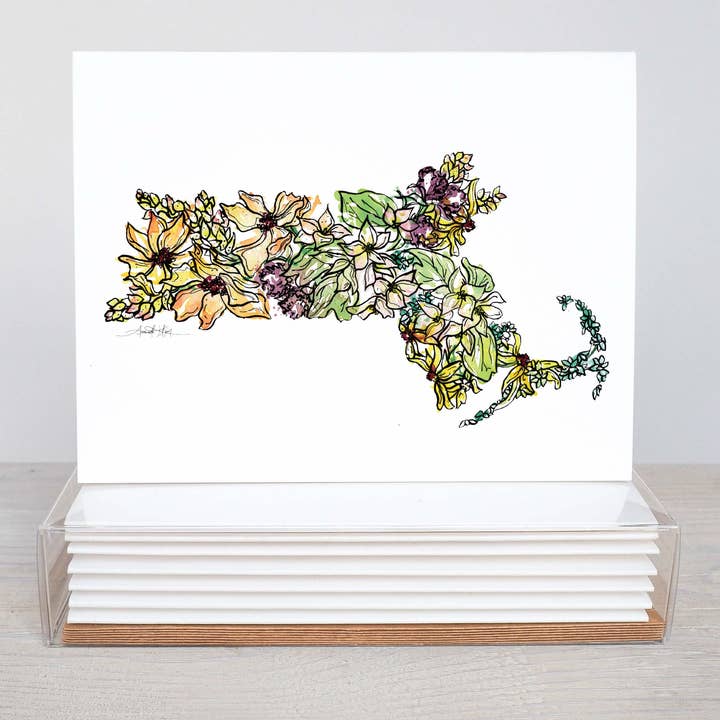 Massachusetts Note Card Set for wholesale by Amanda Klein Co.