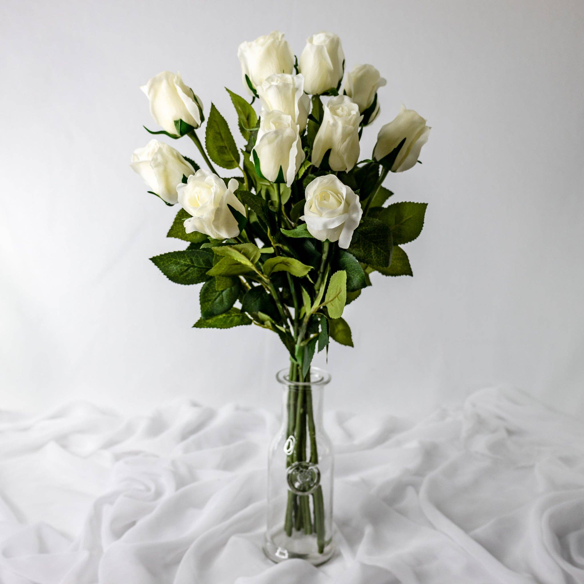 Realistic Artificial Flowers - Wholesale Artificial flowers - Bridal White Real Touch Rose - Open Bud1