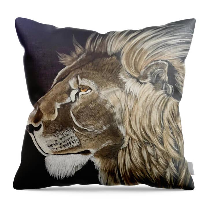 Male Lion Portrait - Throw Pillow for wholesale by Leah Smith Art