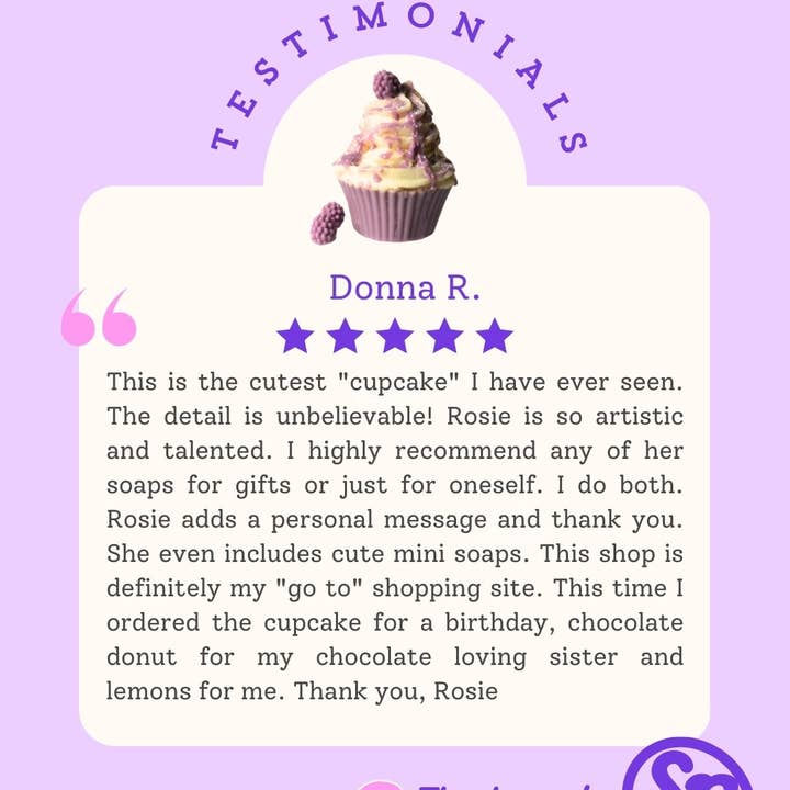 Sweet Rosie’s Soaps & Gifts – wholesale Bar Soap – Blackberry Vanilla Cupcake Soap /Food Soap/ Bakery Soap/ Fun2