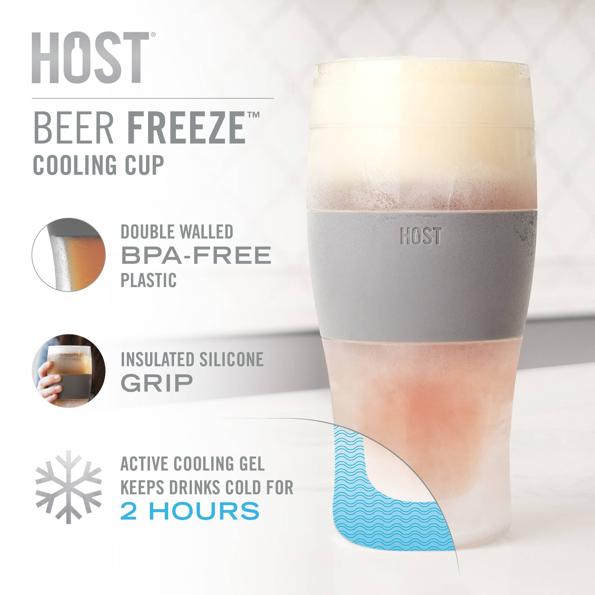 HOST - Wholesale Insulated Mug/Tumbler - Beer FREEZE™ Cooling Cup Insulated with Cooling Gel in Gray5