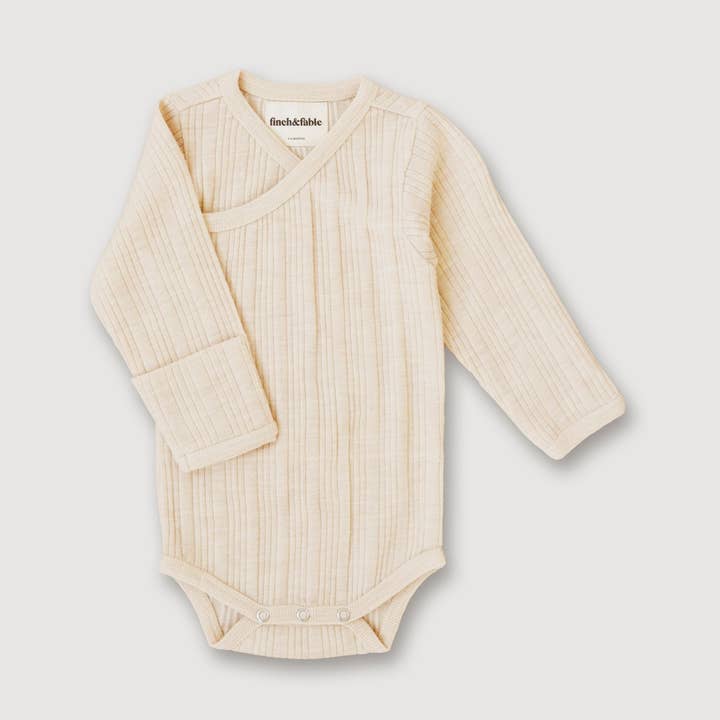 Wool Rib L/S Bodysuit - Oat for wholesale by Finch & Fable