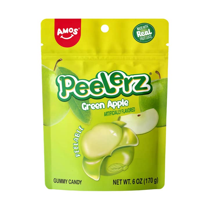 Amos Gummy Peelerz Green Apple 6oz, 12ct for wholesale by Snack Daddy
