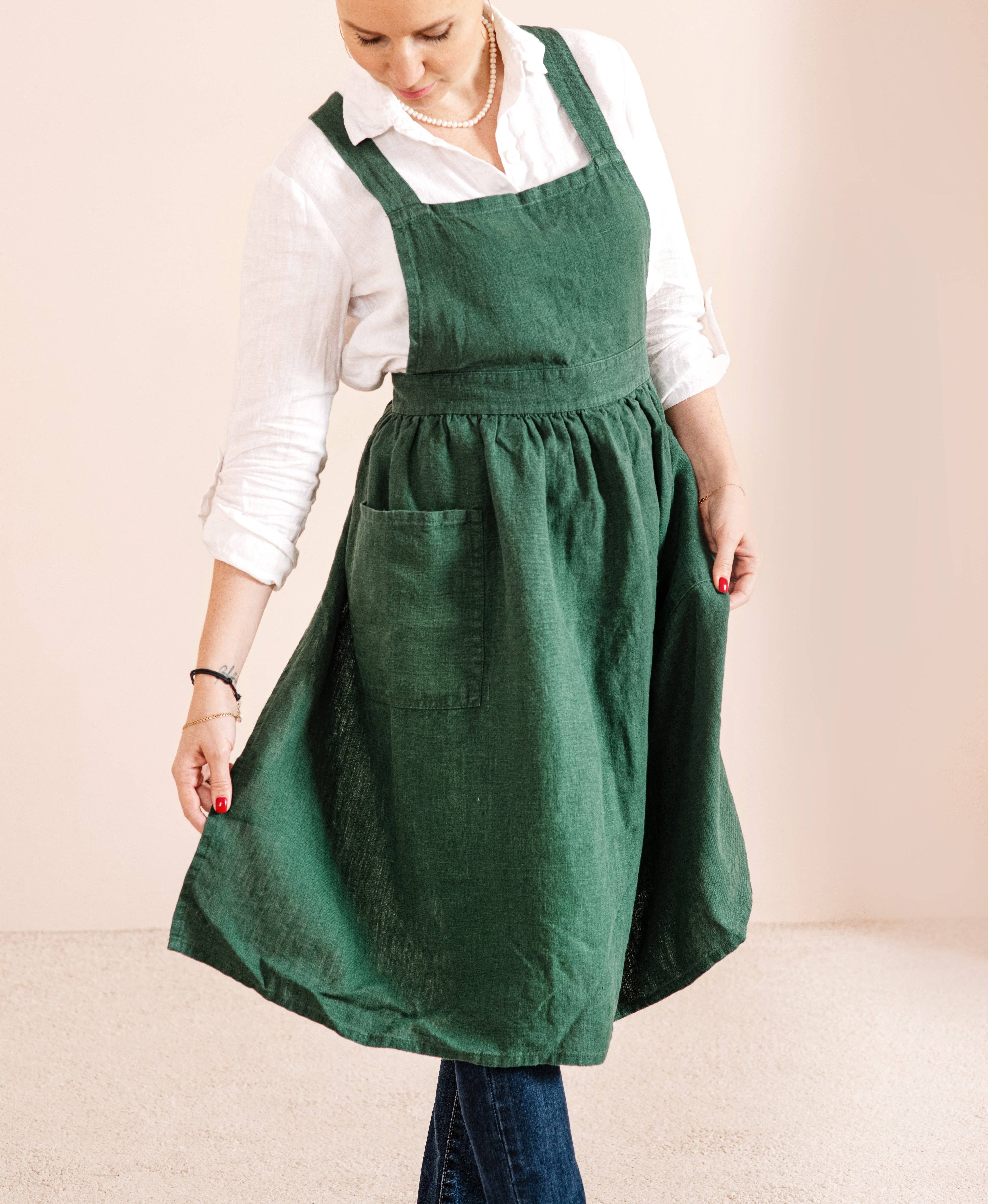 LinenQ - Wholesale Apron - Linen pinafore apron dress in various colors1