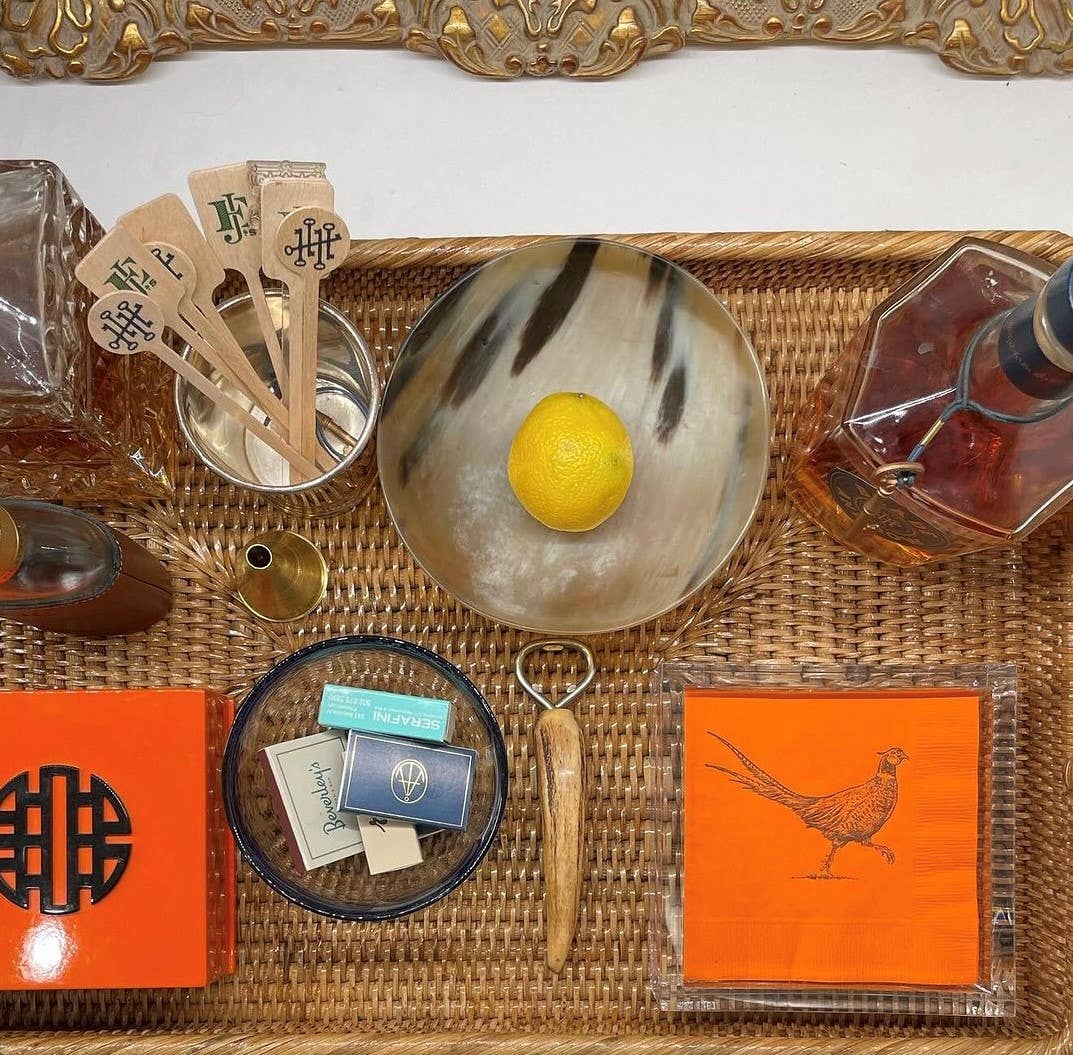 Alexa Pulitzer – Guardanapo descartável por atacado – Guardanapos para Bebidas na Cor Laranja com Estampa de Faisão1