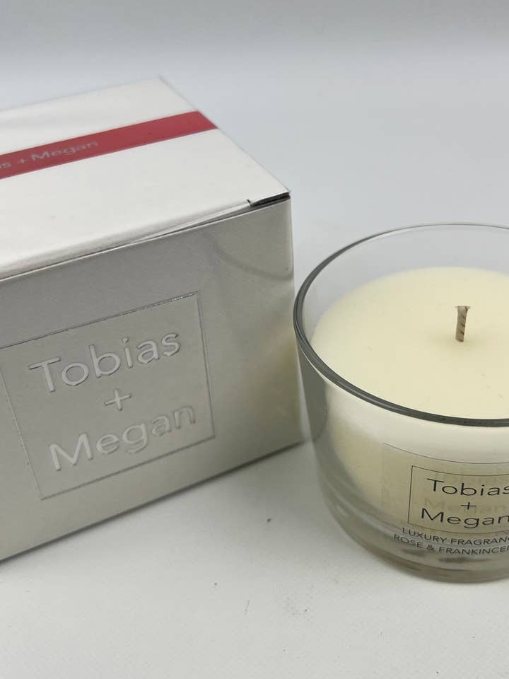 Luxury Fragrance Glass Candle - Rose and Frankincense for wholesale by The Tobias & Megan Collection