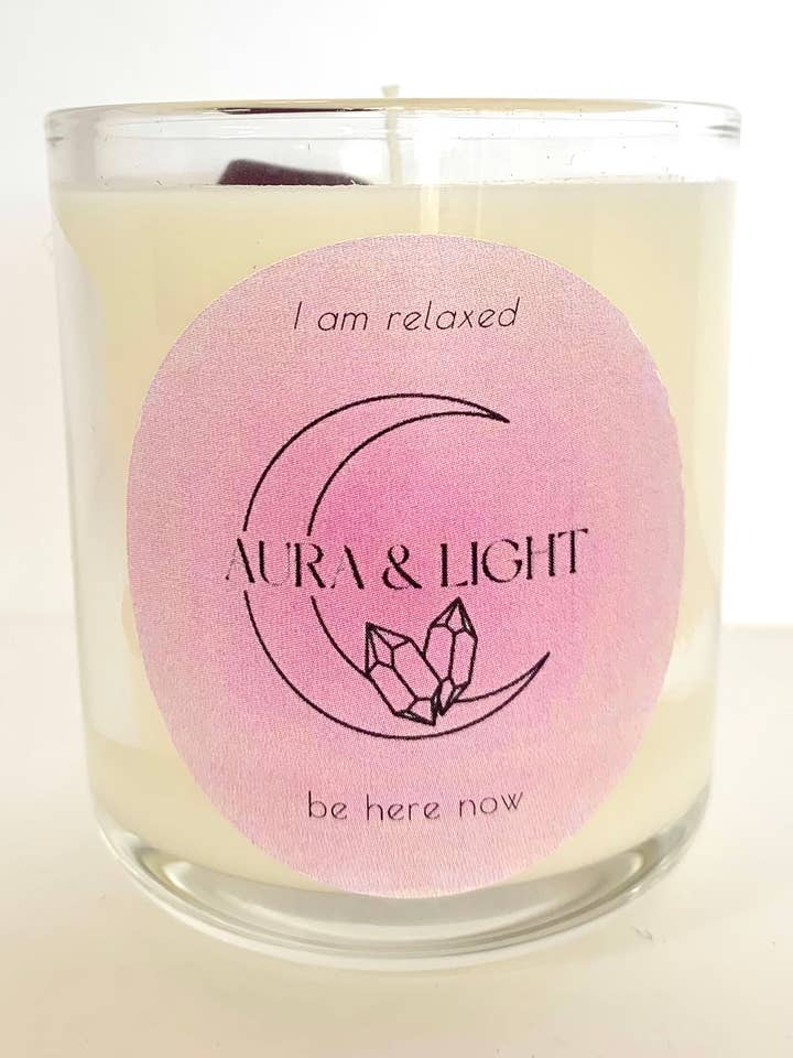 I am relaxed - Aura & Light Crystal Candle for wholesale by Pluff Mud Mercantile