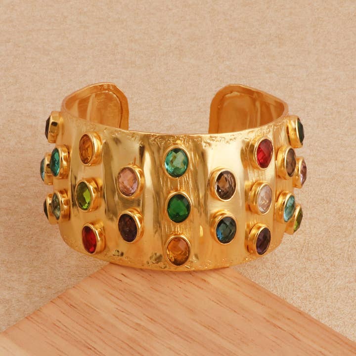 Bracelet ajustable plaqué or avec pierres multiples pour elle pour la vente par El Joyero