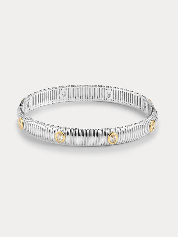 The Georgia Ridged Bangle- Silver for wholesale by Luv AJ