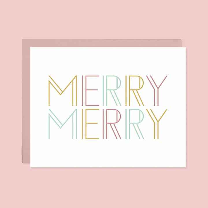 Merry Merry Holiday Letterpress Greeting Card for wholesale by Missive