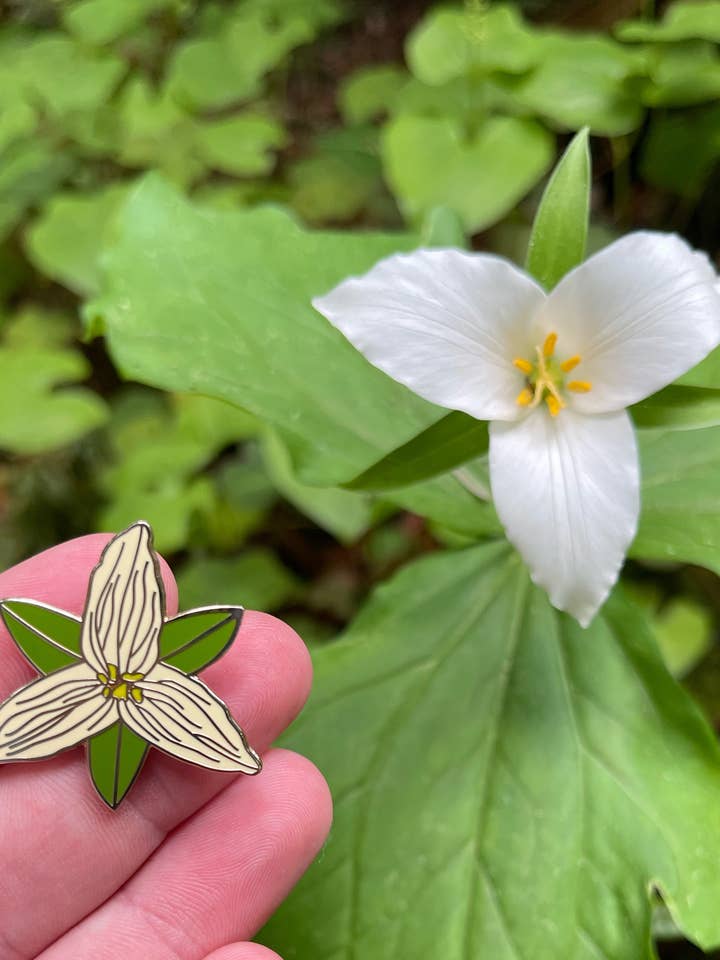 White Trillium Pin for wholesale by Coastal Haze Designs