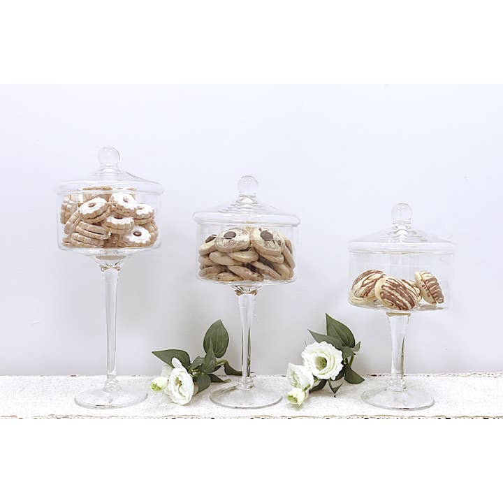 VIVIENCE - Wholesale Biscuit jar - Liscio Ottico - Stemmed Cookie Jar with Ball Knob on Lid
9