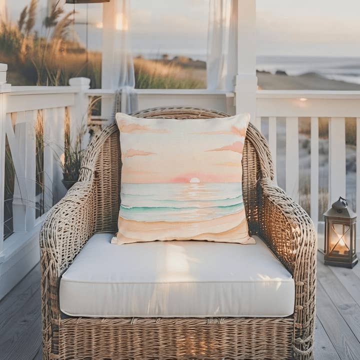 Sunset Beach Outdoor Pillow for wholesale by Timeless Luxe Boutique