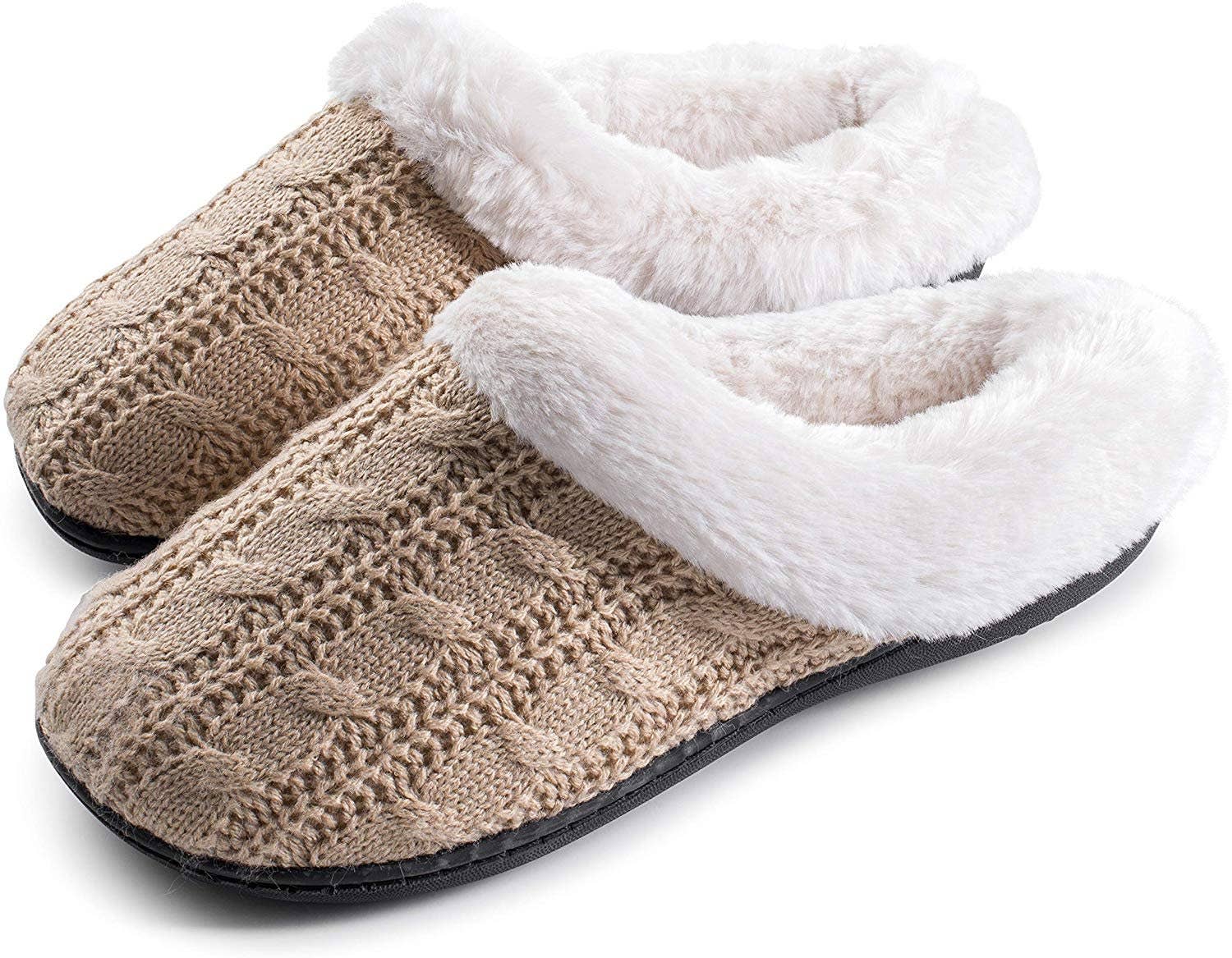 Roxoni - Vente Chaussons – femme - Pantoufles pour femmes en tricot torsadé super confortable et confortable6