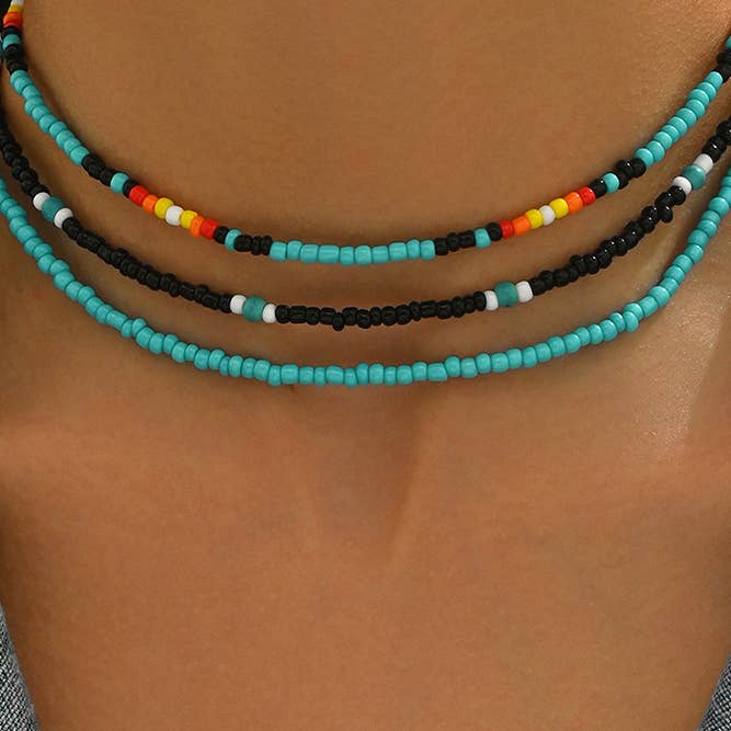 UNISHE – Engroshandel Led/kæde halskæde – Farverig Perlehalskæde ZK25581
