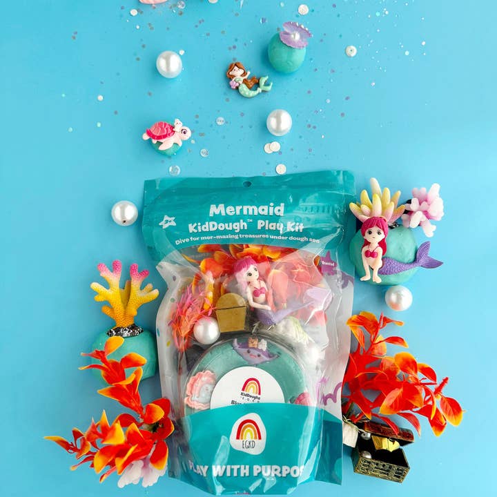 Earth Grown KidDoughs (KidDoughs by EGKD) - Wholesale Putty/Slime - Kids - Mermaid (Blue Hawaiian) KidDough Play Kit