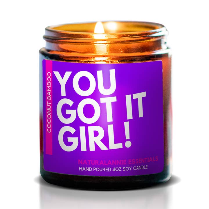 NaturalAnnie Essentials - Wholesale Jar/Filled Candle - You Got It Girl! Soothing soy Candle - 4oz0