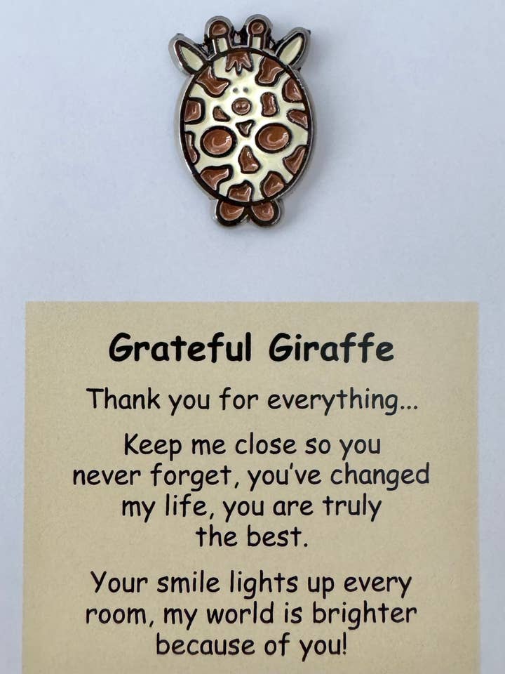 Grateful Giraffe Pin for wholesale by Little Joys