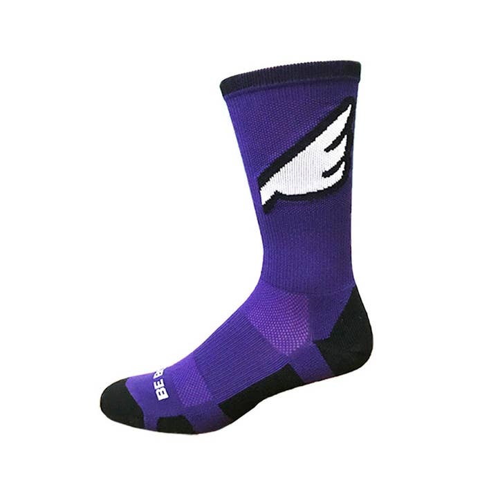 Wingman - Purple & Black. American Made Unique Athletic Socks for wholesale by Boldfoot Socks