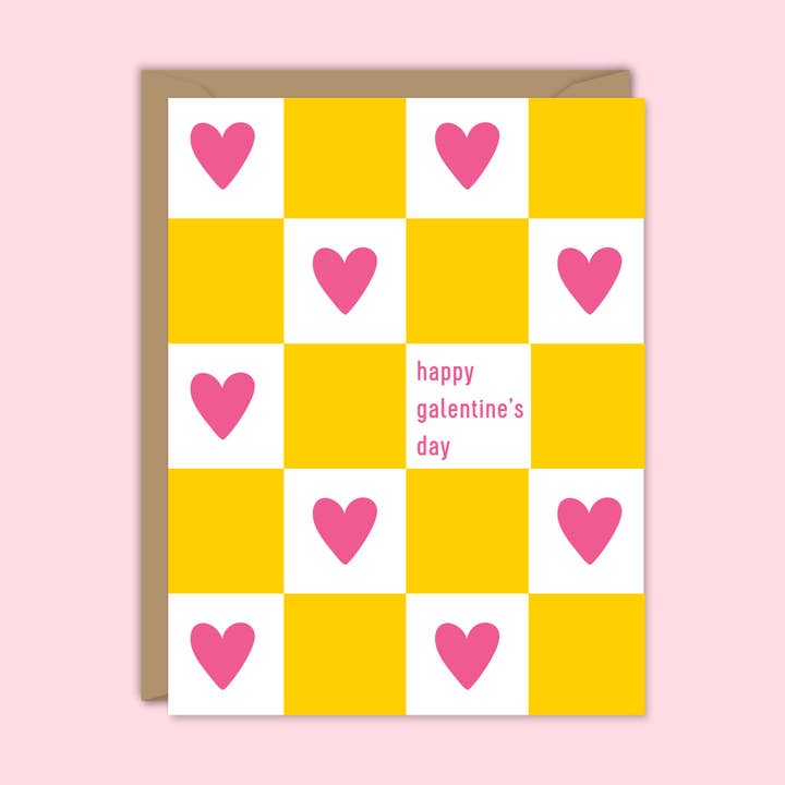 Pink Hearts Happy Galentine's Day card for wholesale by MELLOWWORKS