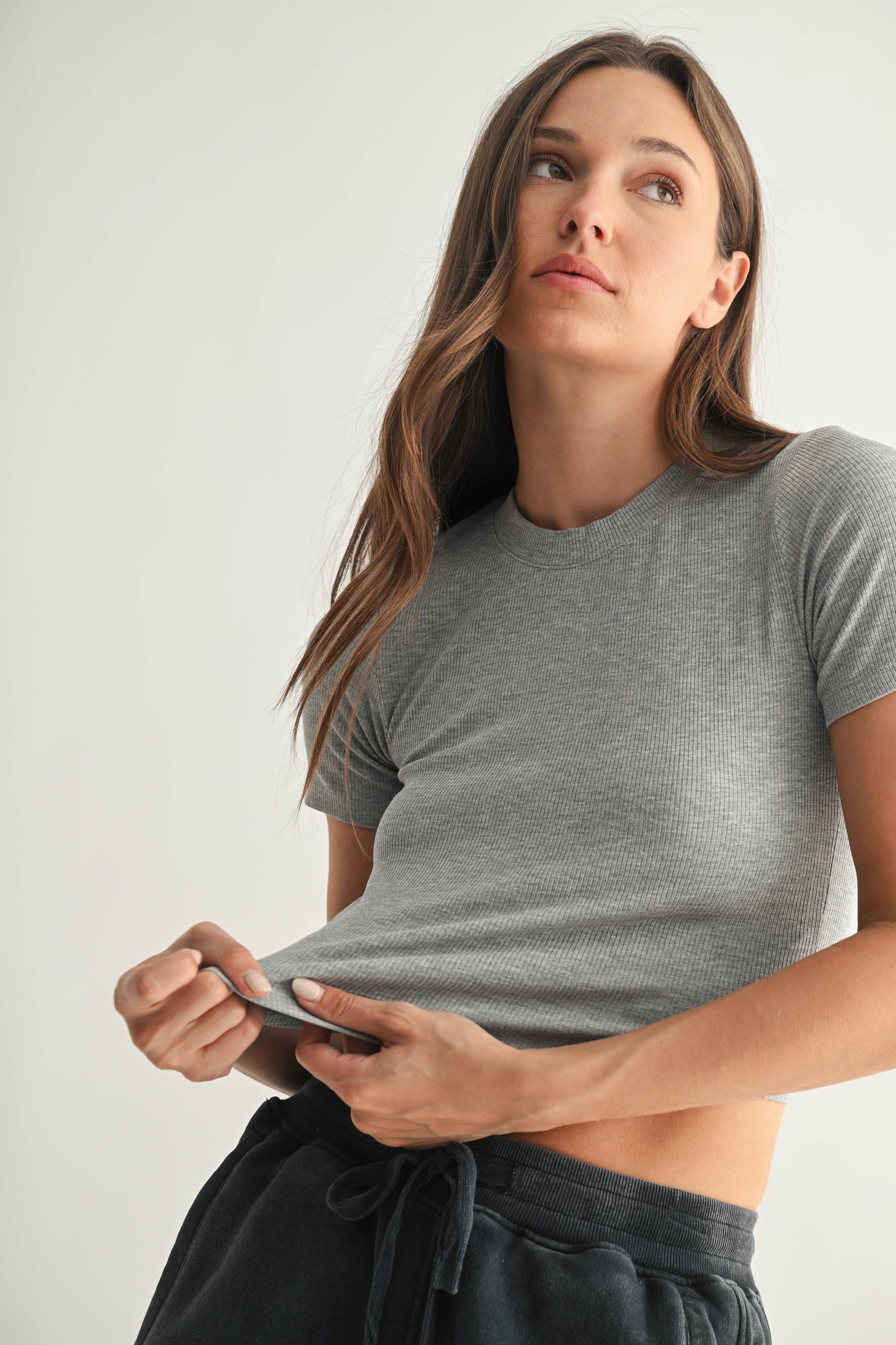 Mono B - Wholesale Athletic Top - Women's - Essential Micro-Ribbed Athleisure Baby Tee8