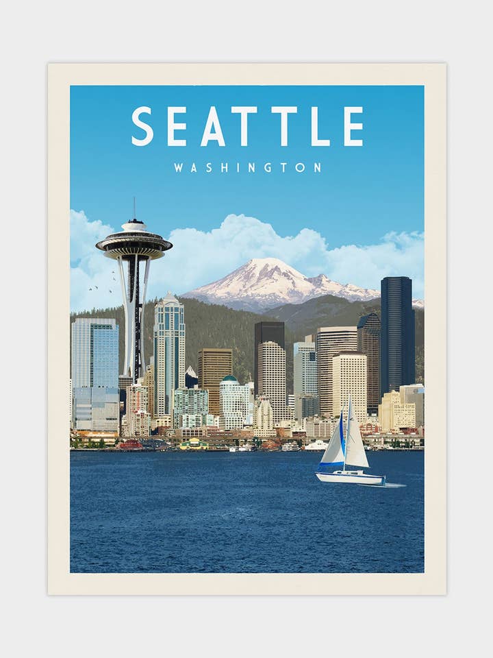 Seattle, Washington - Vintage Travel Print for wholesale by Vintaprints