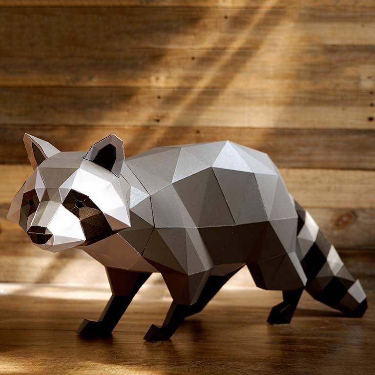 PAPERCRAFT WORLD – Kit de artesanato DIY por atacado – Raccoon Modelo 3D PaperCraft Origami2