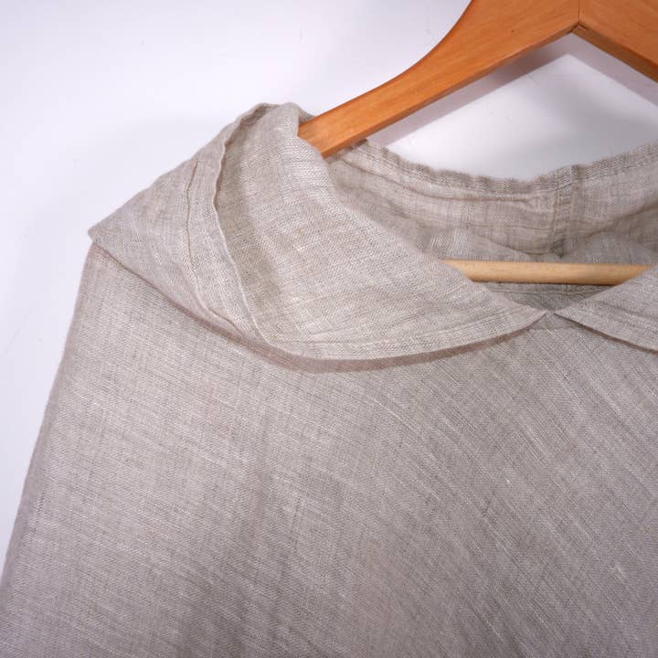 NorraVilla - Wholesale Poncho - Women's - Summer linen poncho - with a hood - Natural2