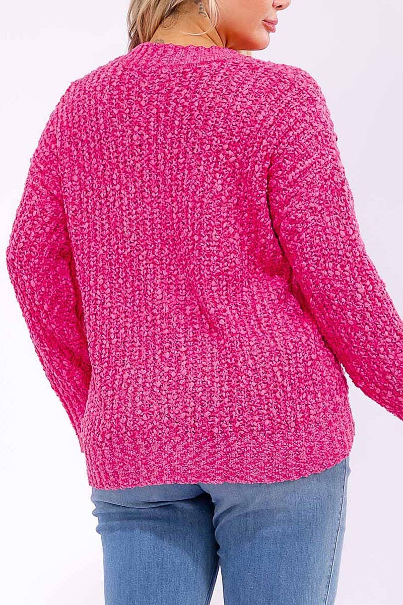 ROUSSEAU - Wholesale Knit Sweater - Women's - LONG SLEEVE V-NECK KNIT PULLOVER SWEATER5