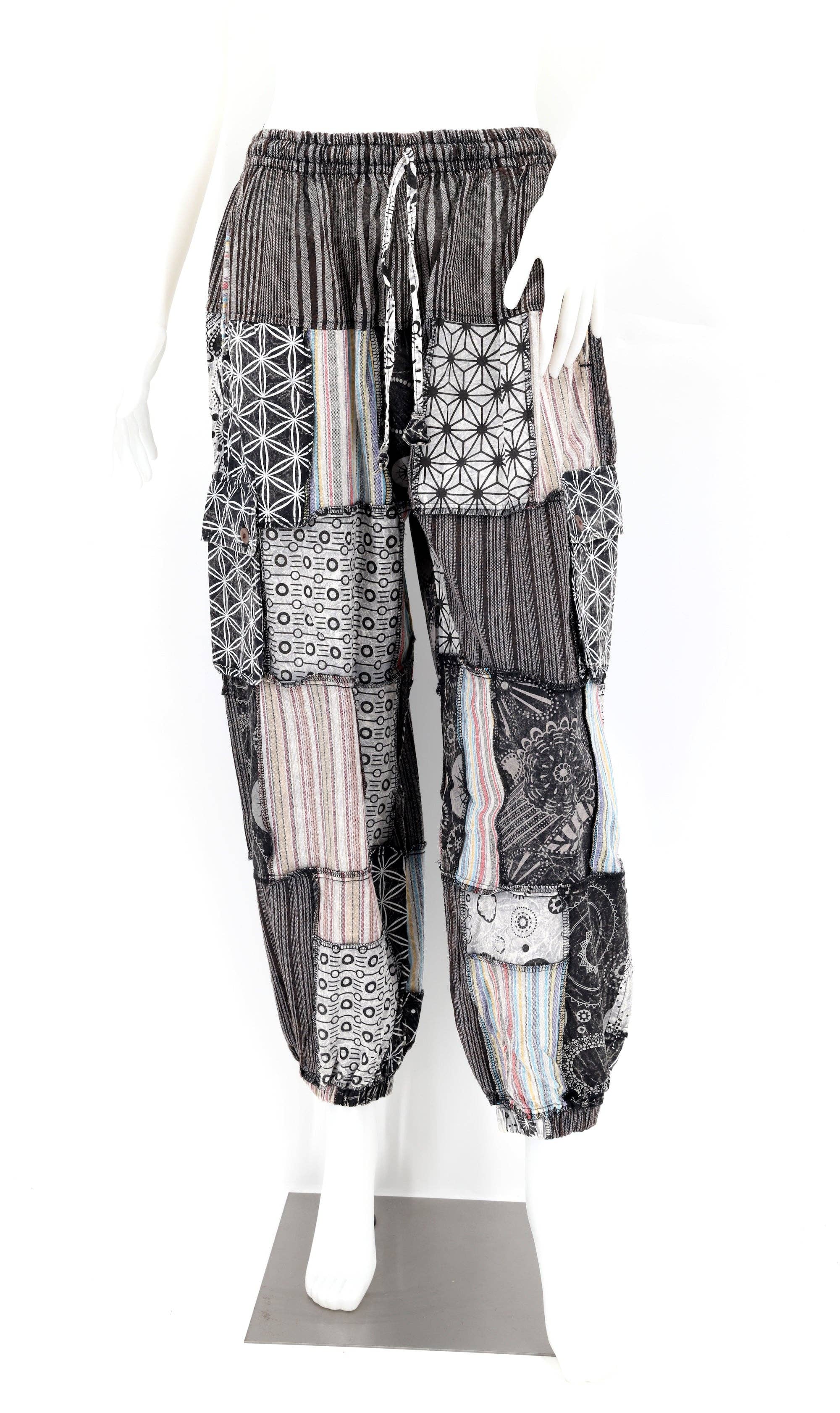 Himalaya Handmade - Wholesale Pants - Unisex - Cotton Hippie Handmade Harem Geometric Print Patchwork Lightweight Bohemian Pants1