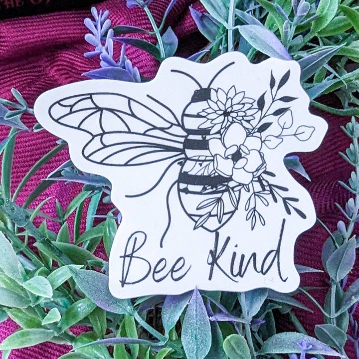 Bee Kind Bumble Bee Sticker for wholesale by The Book Nerd Fox