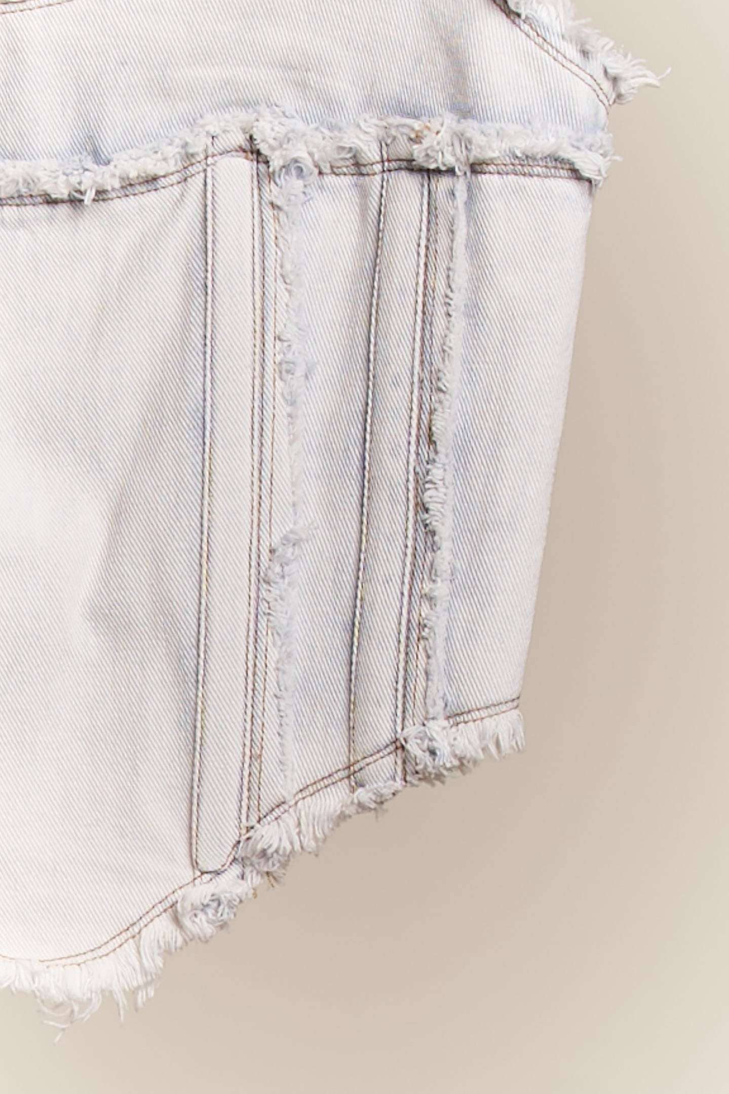 Mello. - Vente Débardeur – femme - Débardeur court en jean à bretelles spaghetti à ourlet brut6