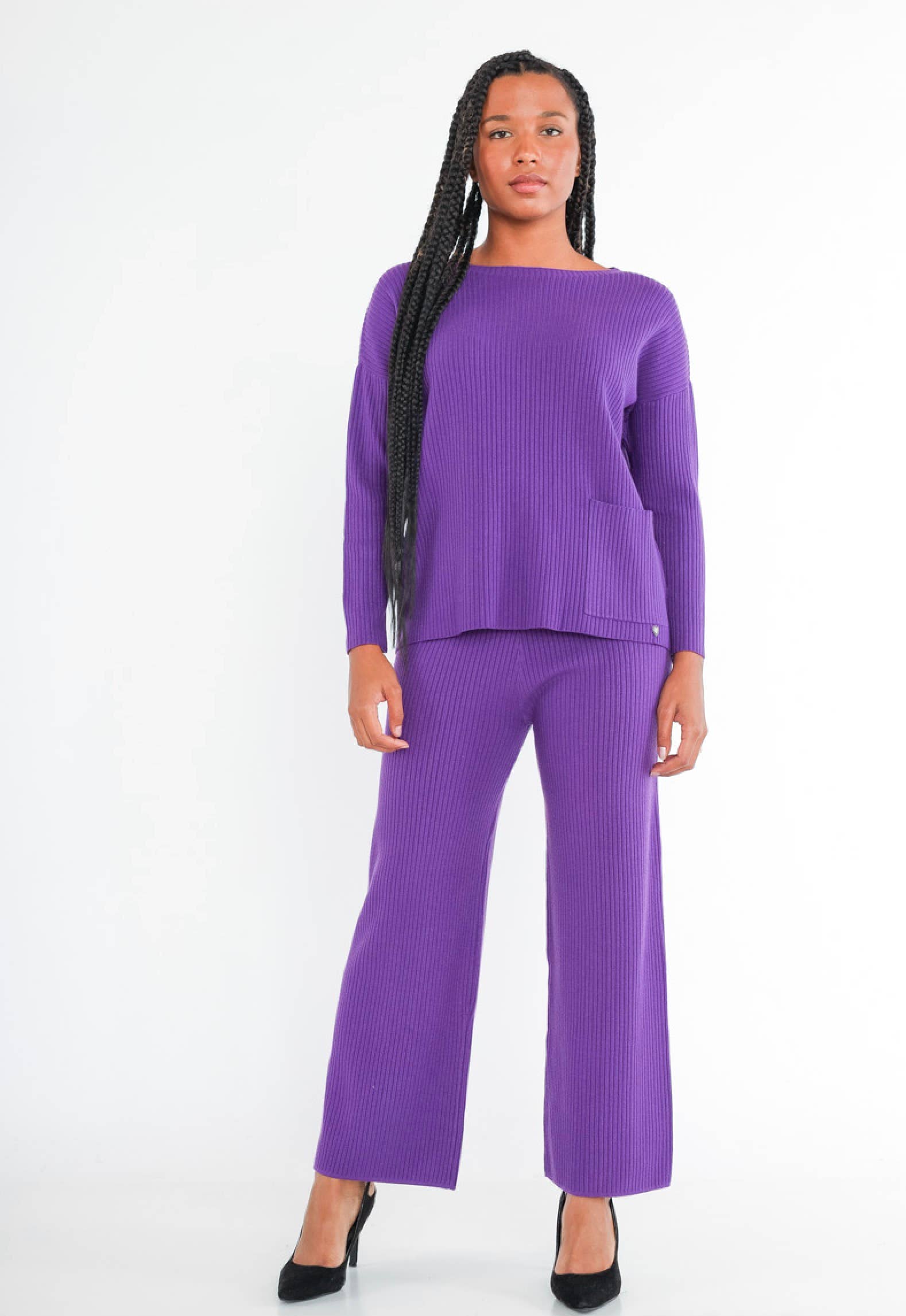 Happy look – Engroshandel Top- og buksesæt (IKKE Loungewear) - Dame – Ribstrikket Kvinde Sæt – Lige Bukser & Sweater4