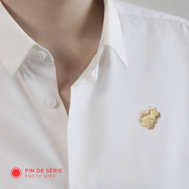 magnetic brooch “oenology” - gold leaf for wholesale by tout simplement