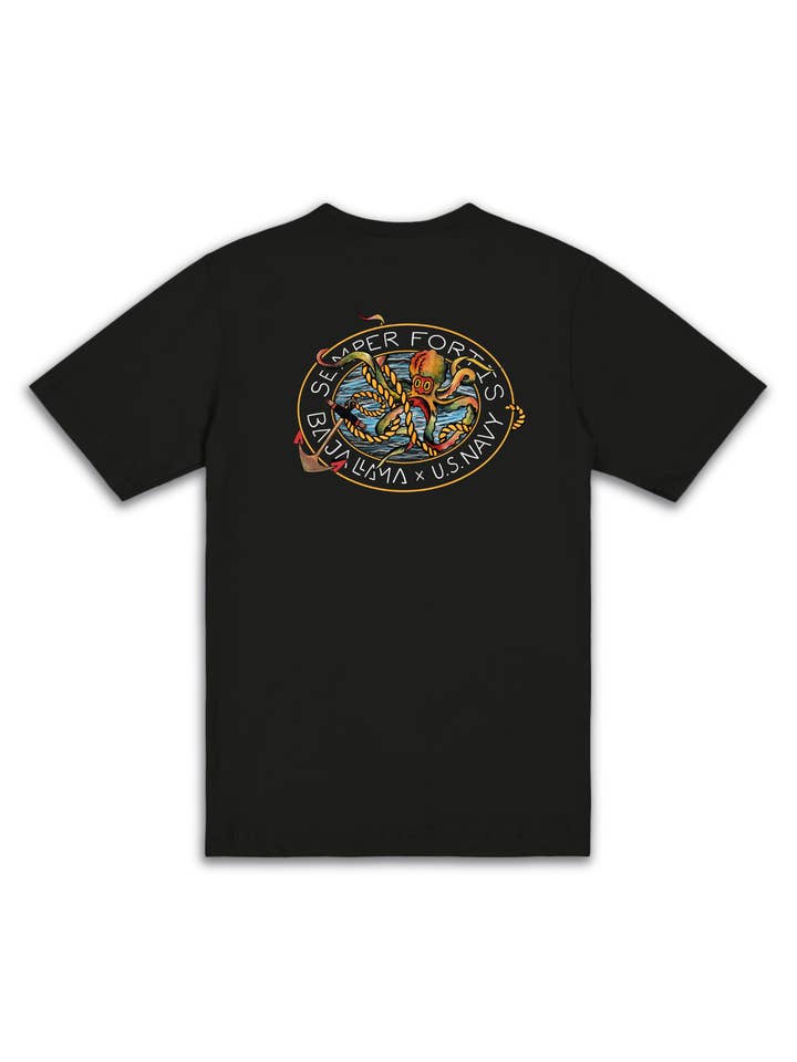 SAILOR STORIES OCTOPUS - BLACK PRIMO GRAPHIC TEE for wholesale by Baja Llama