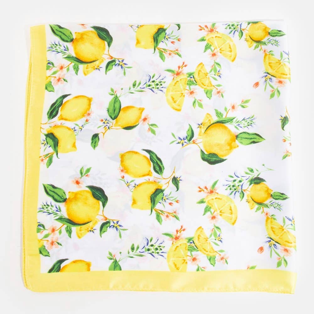 YE Lemons And Flowers Print Square Bandana Scarf for wholesale on Faire1
