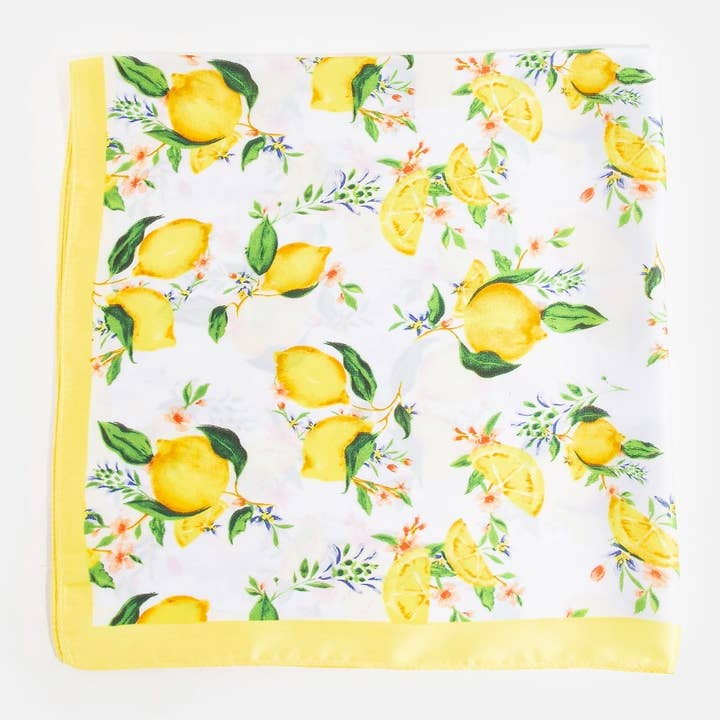 YE Lemons And Flowers Print Square Bandana Scarf for wholesale on Faire1