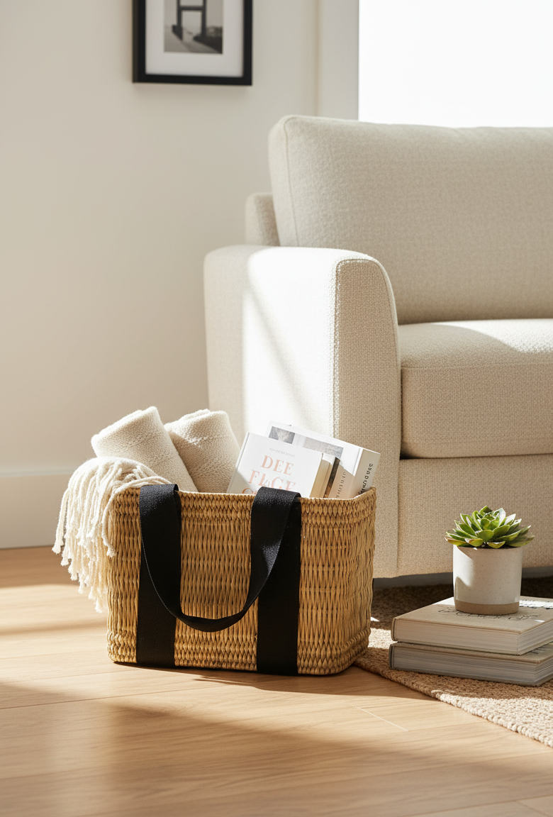 High crafty - Wholesale Beach Bag - Rattan Basket Bag – Handmade Natural Rattan Tote with Black 4