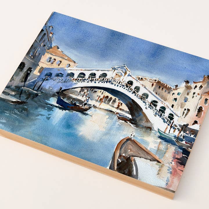 Ina Xi Watercolor - Wholesale Art Print - "Rialto Bridge" woodblock wall art1