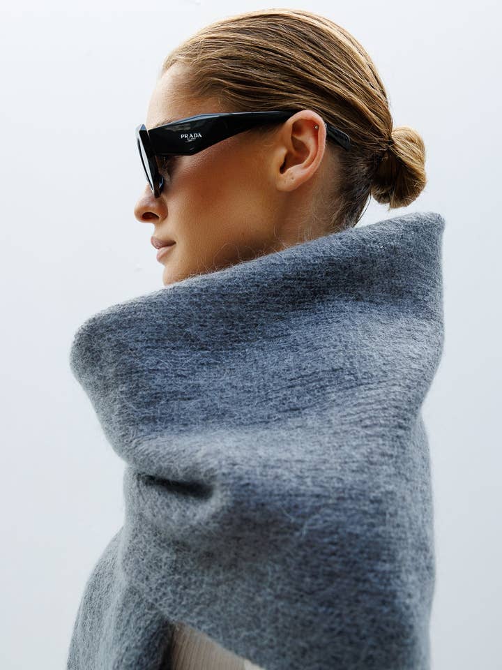 Sjaal van mohair en wolmix - grijs voor wholesale door Mohair&Angora