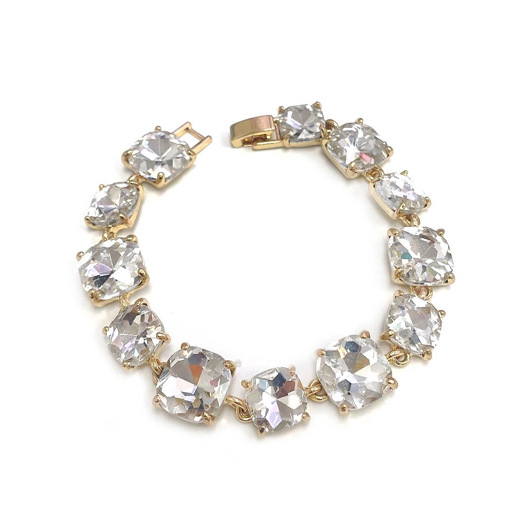 StarryNYC - Wholesale Link & Chain Bracelet - Cushion Cut Glass Crystal Linked Station Bracelet15
