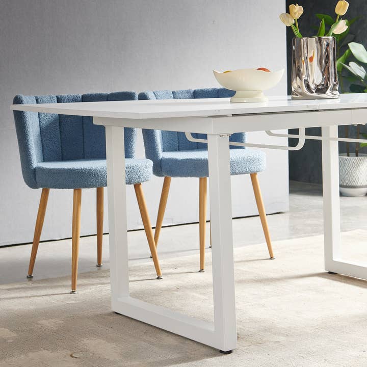 Orange County Decor - Wholesale Side Table - White Color,Square Extendable Dining Table With Metal Leg,Modern Space Saving Kitchen Table For Living Room 70.86" W X 31.5" D X 29.5" H Antique White Mdf Metal7