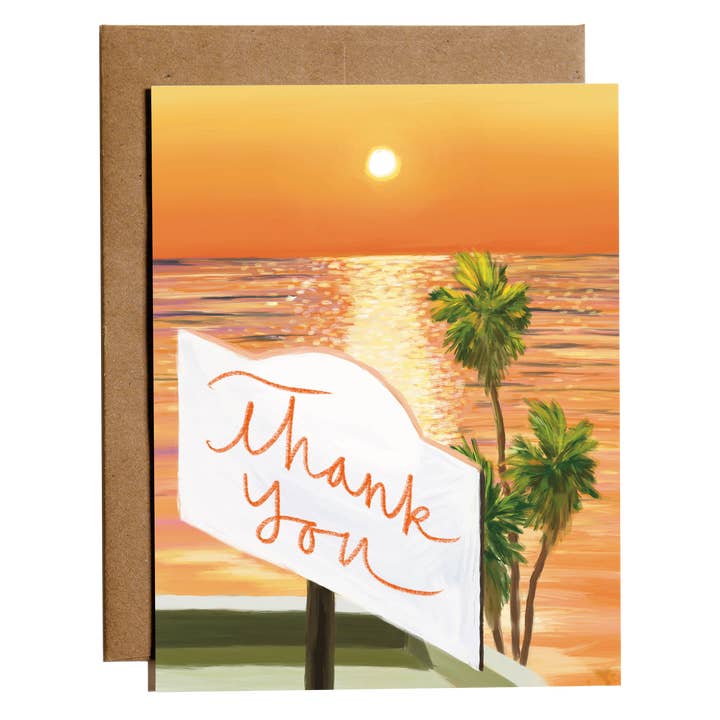 Calligraphy Card | Thank you LA Yellow Gradient Billboard for wholesale by everybuddy