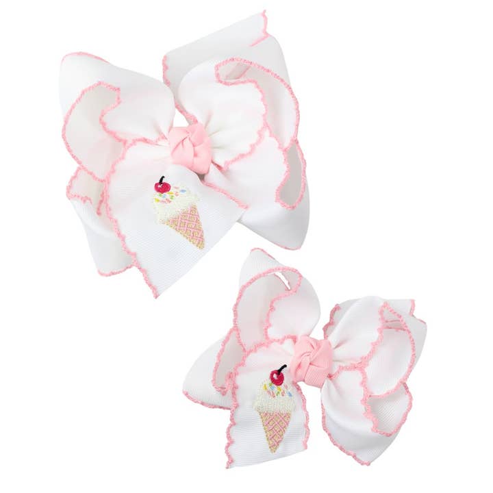 LAZO PARA EL CABELLO CON BORDE DE CROCHET Y CONO DE HELADO BORDADO para venta al por mayor de Beyond Creations, LLC