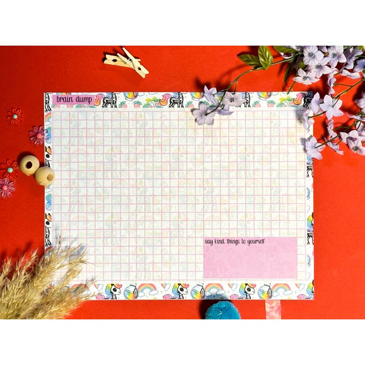 Skele-Unicorn Brain Dump Funktionellt anteckningsblock för wholesale av Mapp Designs Stationery