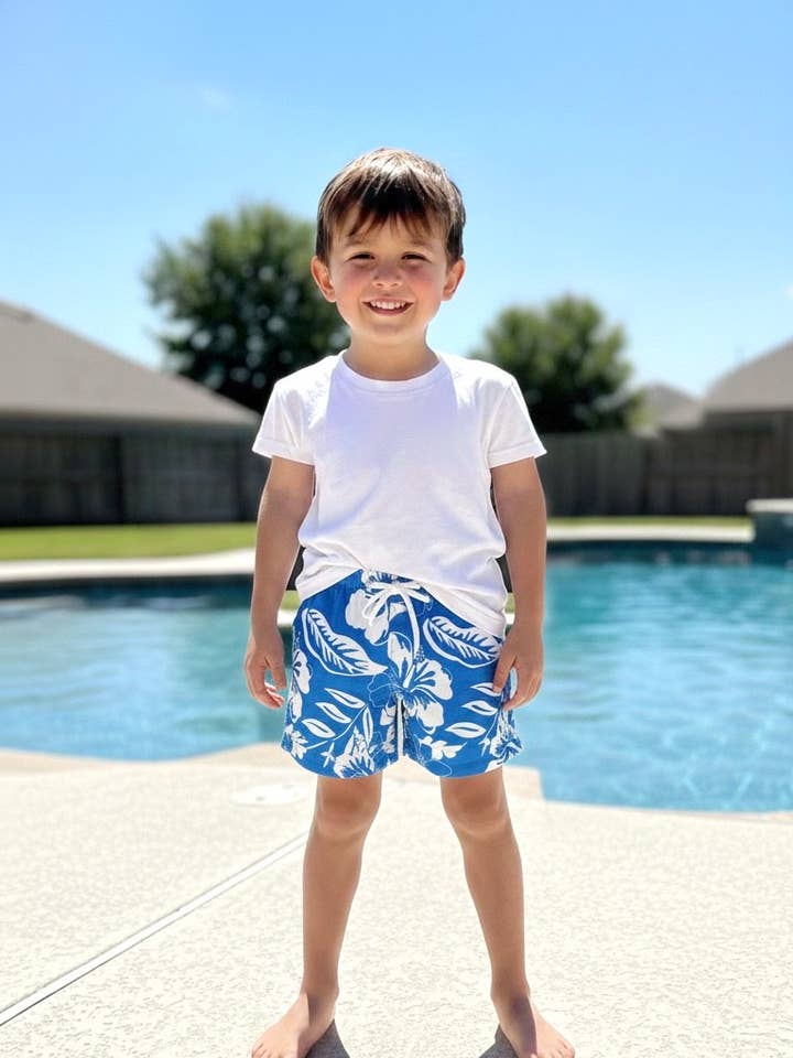 Boy's Swim Short-BP285_ Aloha Blue for wholesale by MARINA WEST SWIM
