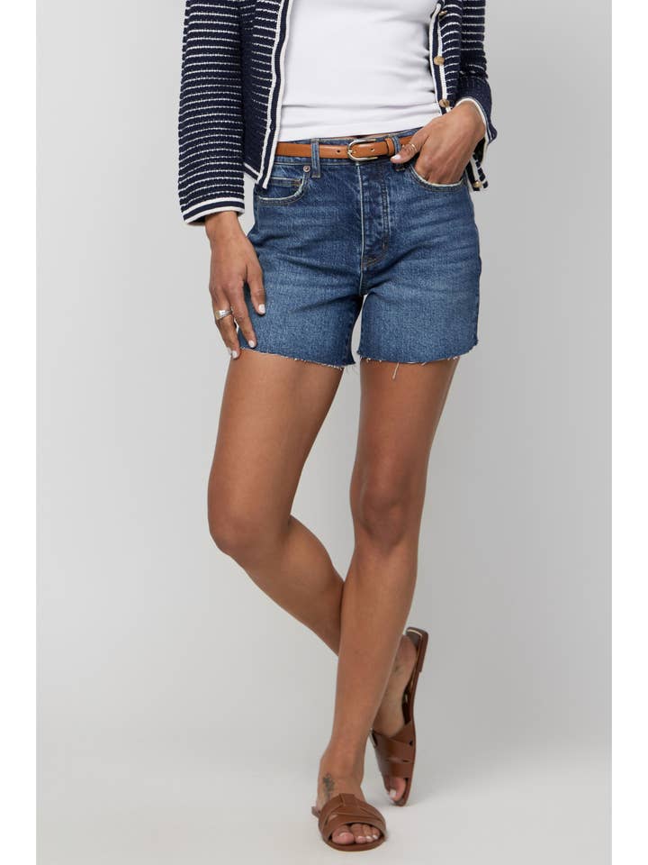 Oliver Logan - Wholesale Shorts - Women's - Bedford High Rise Denim Short, Indigo Medium Bright