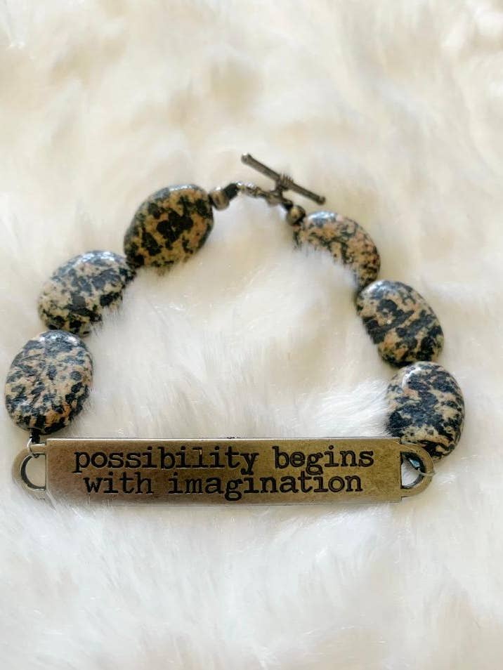 Jasper Possibility begins with imagination Bracelet for wholesale by Petals Jewelry Designs By Brandi Crain